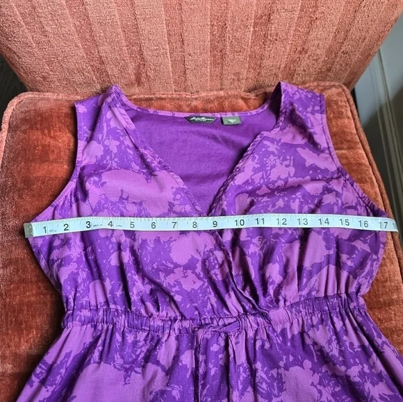 Eddie Bauer Purple Floral Cotton V-Neck Sleeveless Dress Sz. 6 - Picture 8 of 13